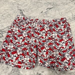 Vineyard Vines Floral Red and White Swim Shorts